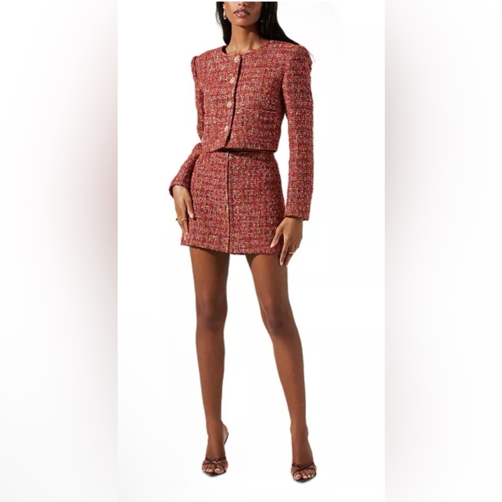 New ASTR the Label Milena Tweed Mini Skirt size Medium